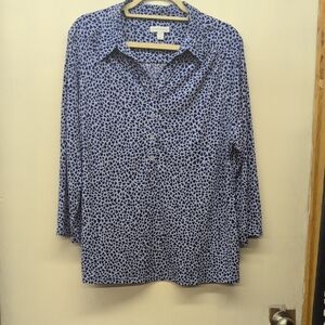 Charter Club Blue and White Patterned Button Down Shirt